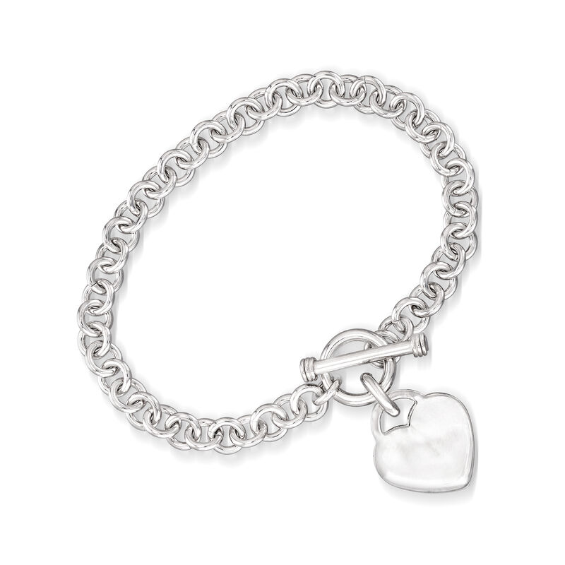 Sterling Silver Personalized Heart Toggle Bracelet image number 1