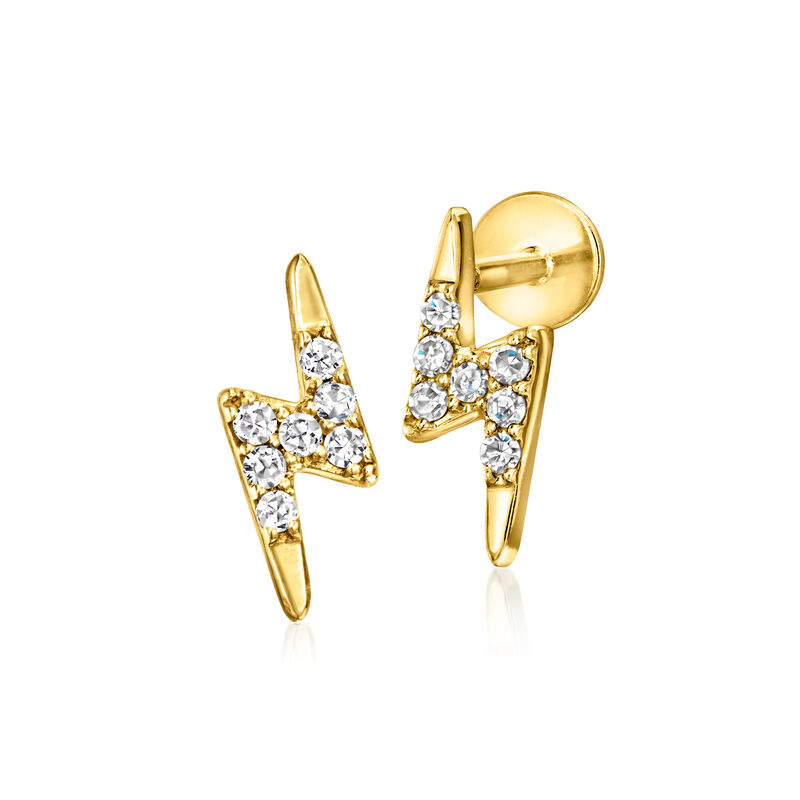 .10 ct. t.w. Diamond Lightning Bolt Flat-Back Stud Earrings in 14kt Yellow Gold image number 0