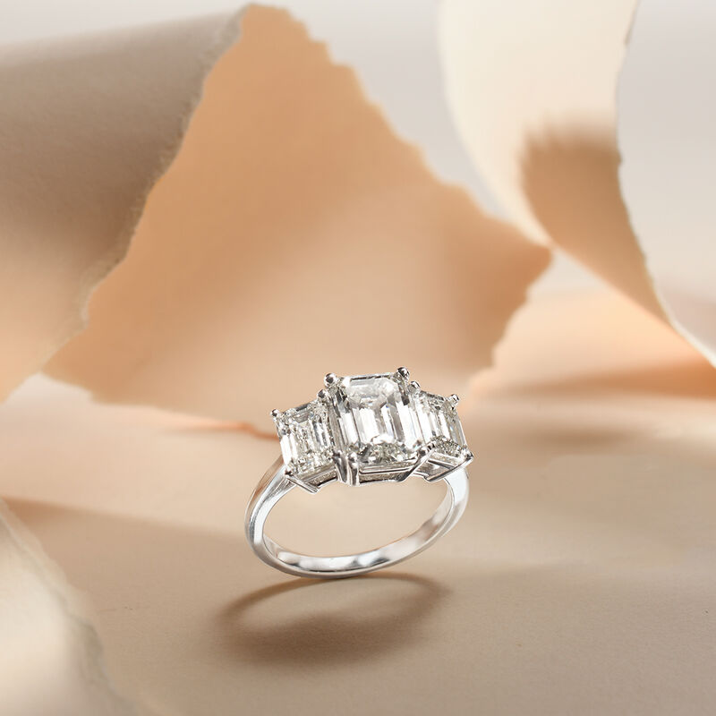 Majestic Collection 4.44 ct. t.w. Diamond Three-Stone Ring in Platinum image number 3