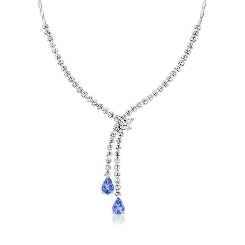 2.00 ct. t.w. Tanzanite and 1.60 ct. t.w. Diamond Necklace in 14kt White Gold image number 0