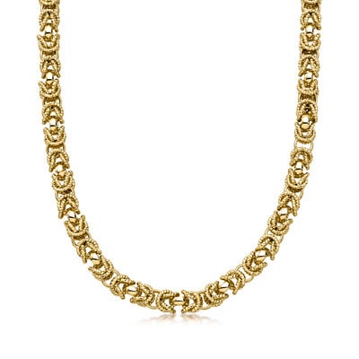 Italian 8mm 14kt Yellow Gold-Plated Byzantine Necklace