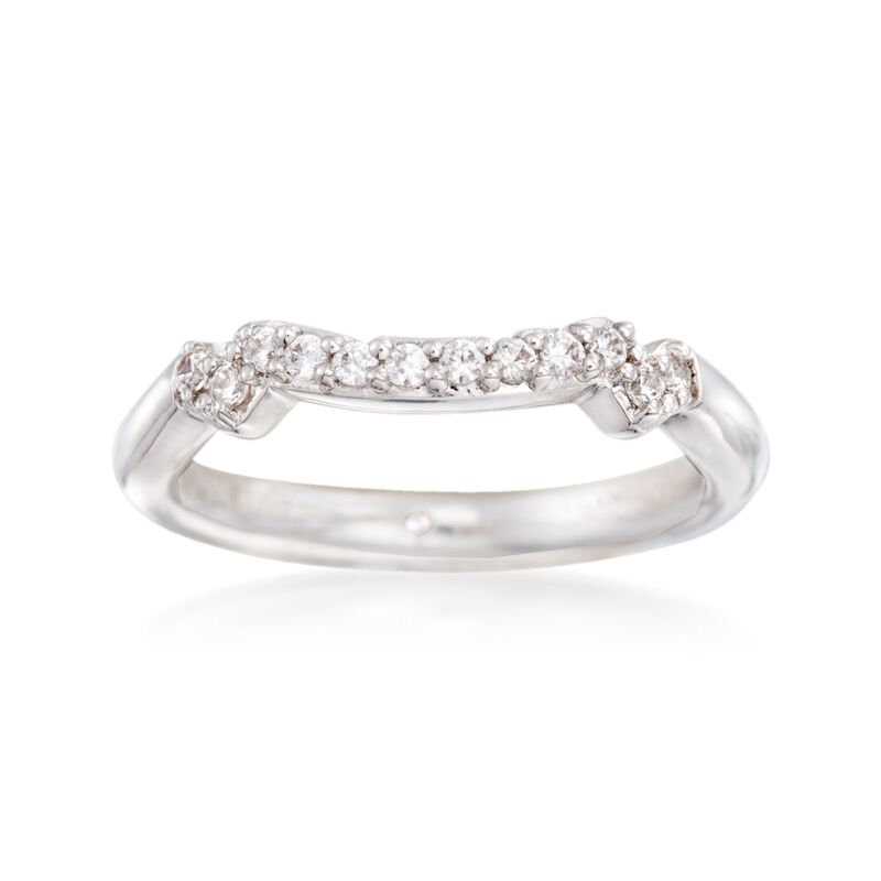 Gabriel Designs .18 ct. t.w. Diamond Curved Wedding Band in 14kt White Gold image number 0