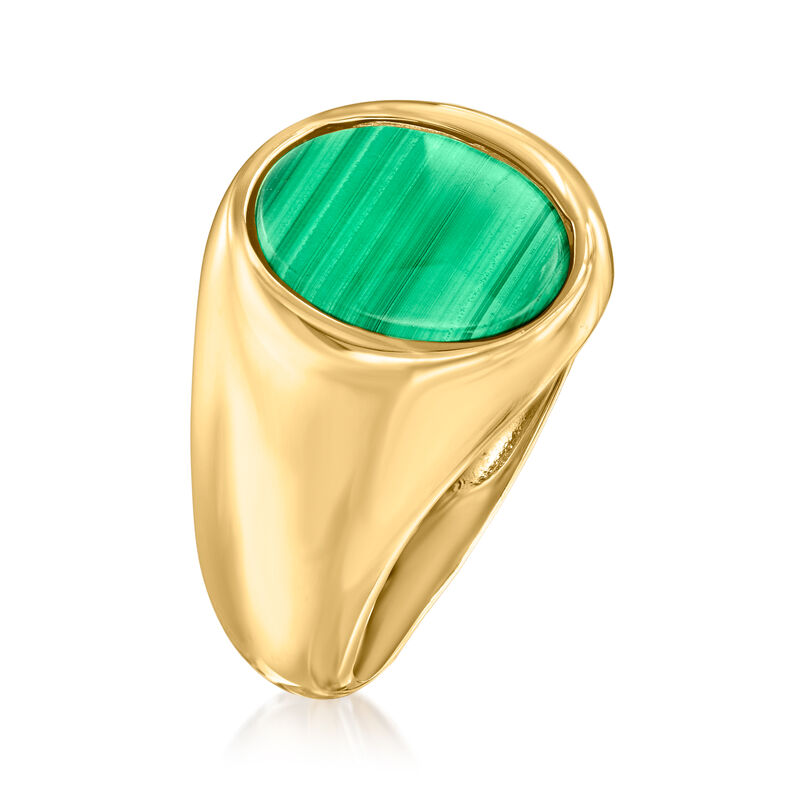 Malachite Signet Ring in 14kt Yellow Gold image number 1
