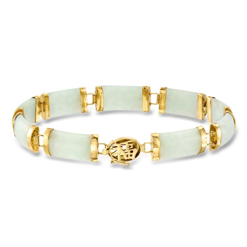 C. 2000 Vintage Jade Bracelet 14kt Yellow Gold image number 0