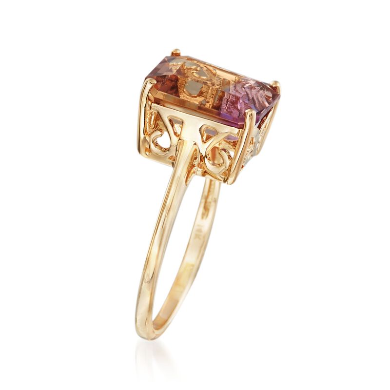 3.40 Carat Ametrine Solitaire Ring in 14kt Yellow Gold image number 2