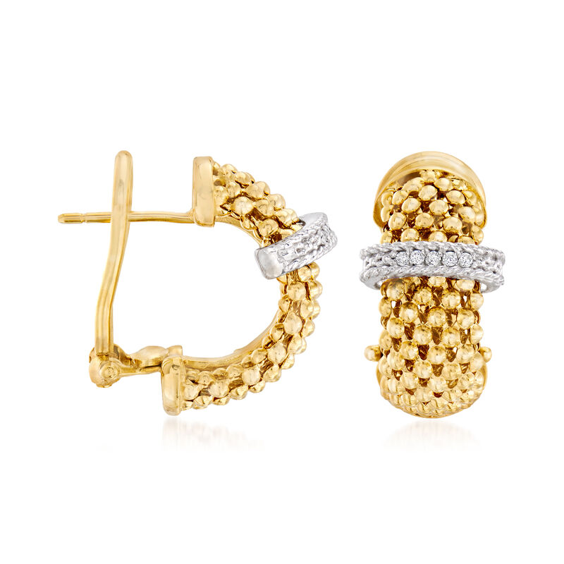 Phillip Gavriel &quot;Popcorn&quot; .10 ct. t.w. Diamond Hoop Earrings in 14kt Yellow Gold. 1/2&quot; image number 2