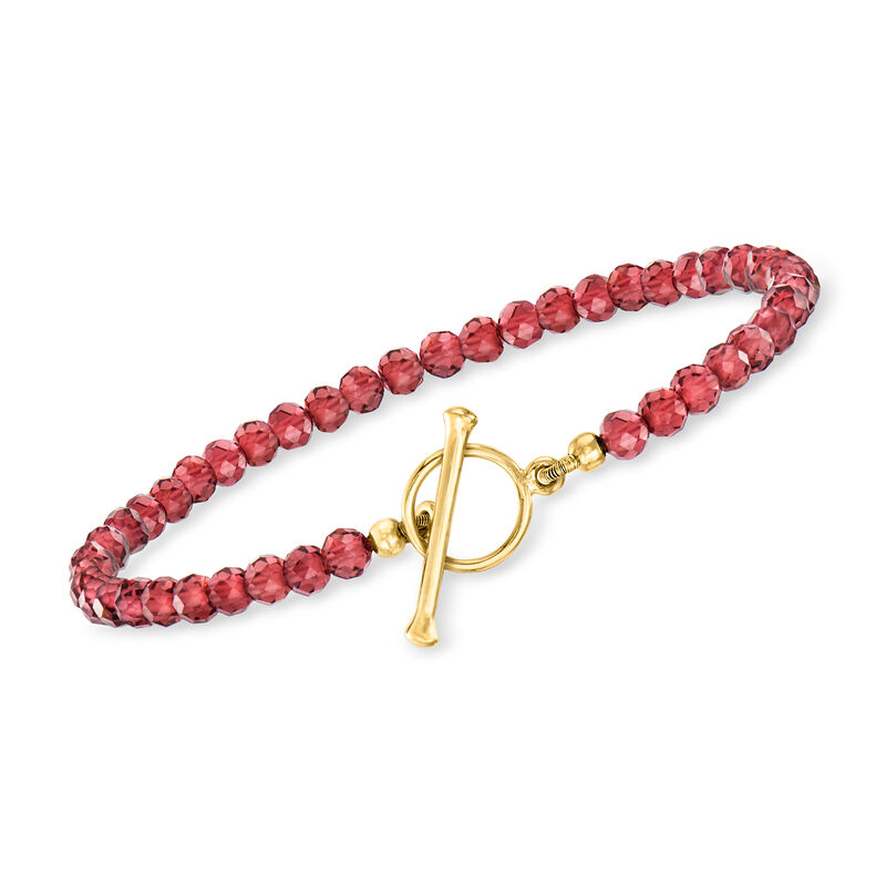 20.00 ct. t.w. Garnet Bead Charm-Compatible Toggle Bracelet in 18kt Gold Over Sterling image number 0