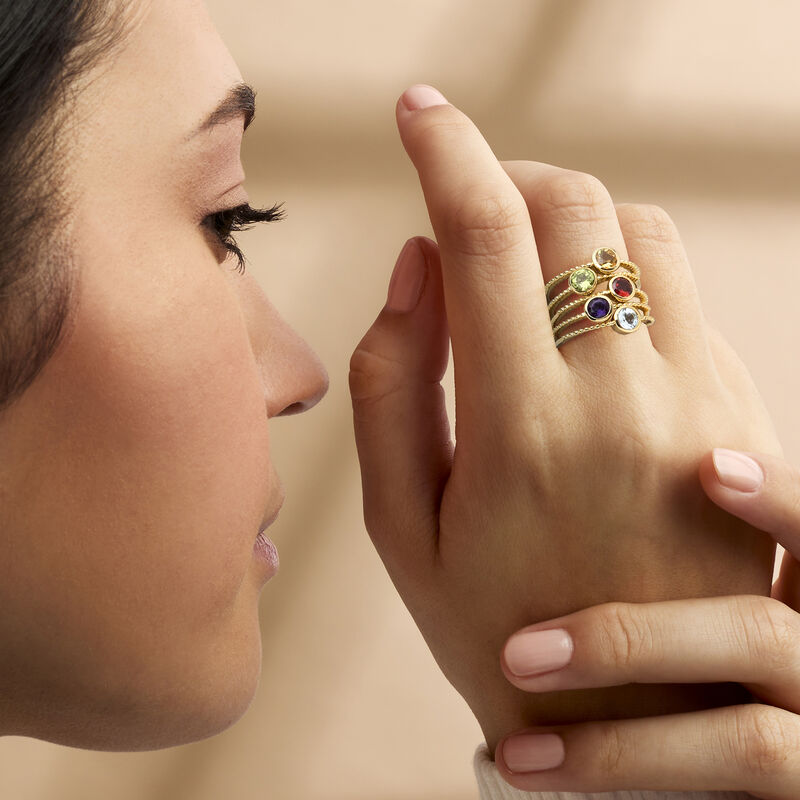 1.60 ct. t.w. Multi-Gemstone Jewelry Set: Five Rings in 18kt Gold Over Sterling image number 1
