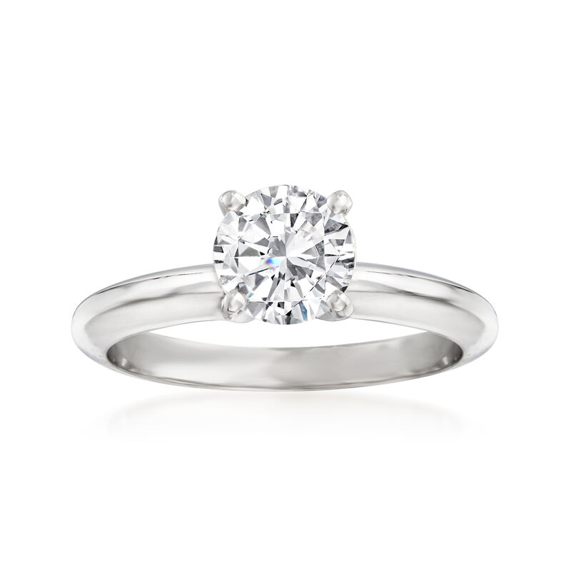 1.00 Carat Certified Diamond Solitaire Ring in 14kt White Gold image number 0