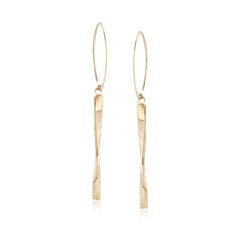 14kt Yellow Gold Open Circle and Twisted Bar Drop Earrings image number 0