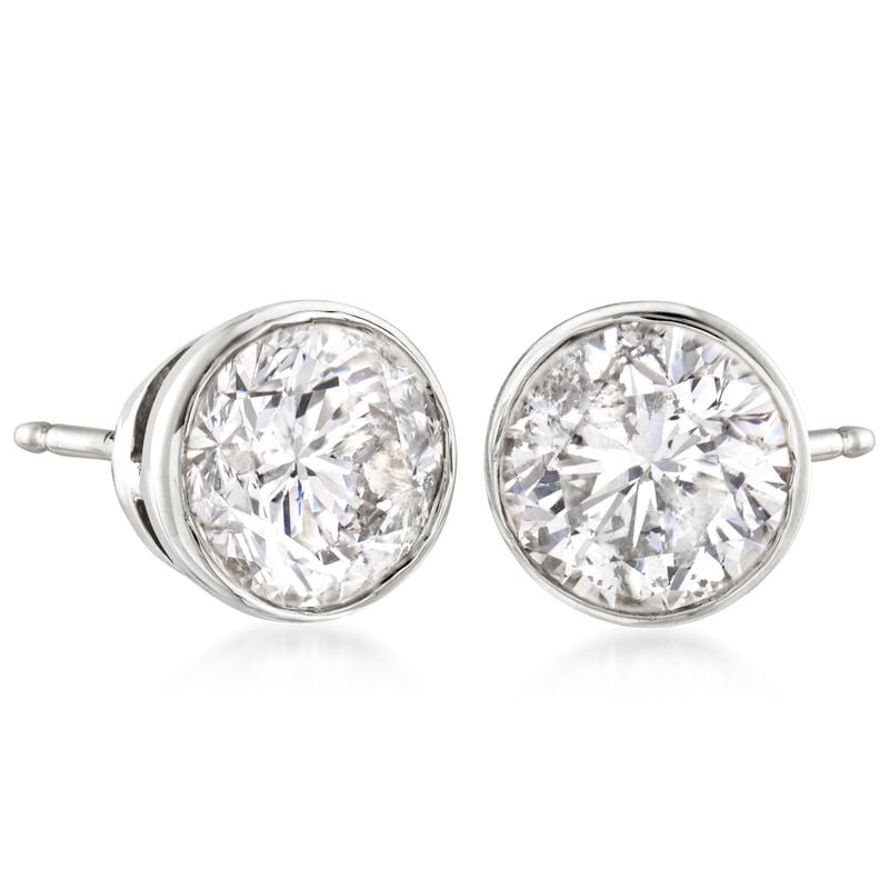 2.00 ct. t.w. Bezel-Set Diamond Stud Earrings in 14kt White Gold image number 2