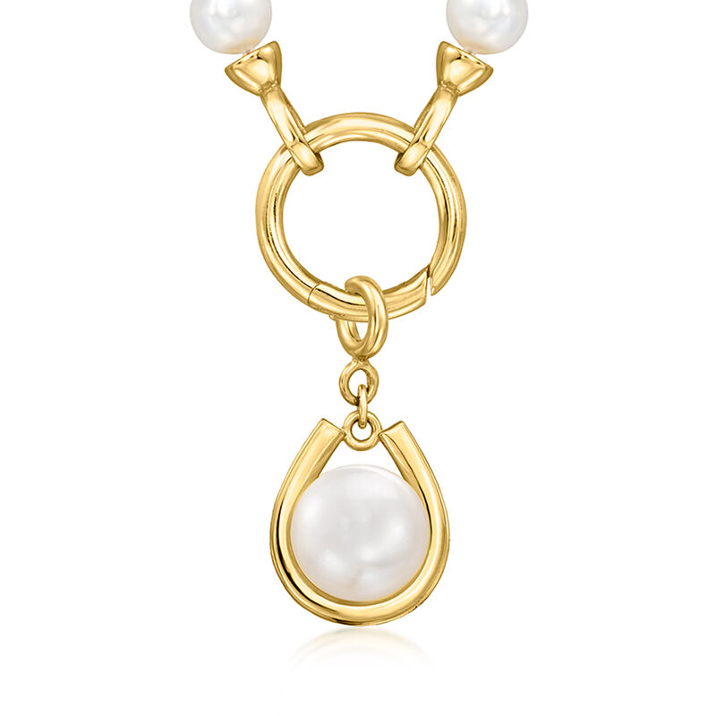 9.5-10mm Cultured Pearl Horseshoe Charm in 18kt Gold Over Sterling  image number 3