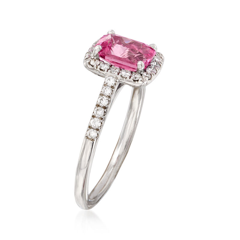 C. 2000 Vintage 1.45 Carat Pink Sapphire and .25 ct. t.w. Diamond Ring in 14kt White Gold. Size 6.5 image number 2