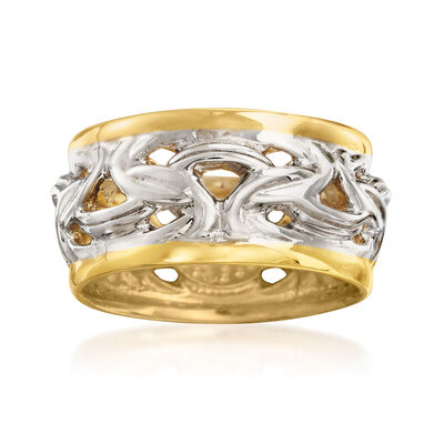 Italian Two-Tone Sterling Silver Byzantine Ring