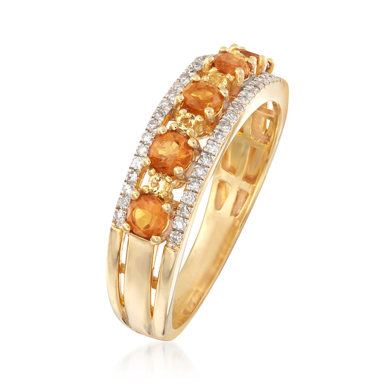 .45 ct. t.w. Multicolored Citrine and .13 ct. t.w. Diamond Ring in 18kt Yellow Gold Over Sterling image number 2