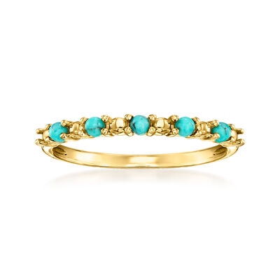 2mm Turquoise Bead Ring in 14kt Yellow Gold