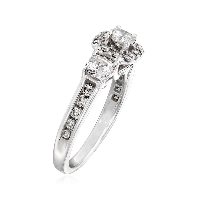 C. 1990 Vintage 1.50 ct. t.w. Diamond Three-Stone Ring in 14kt White Gold. Size 7 image number 2