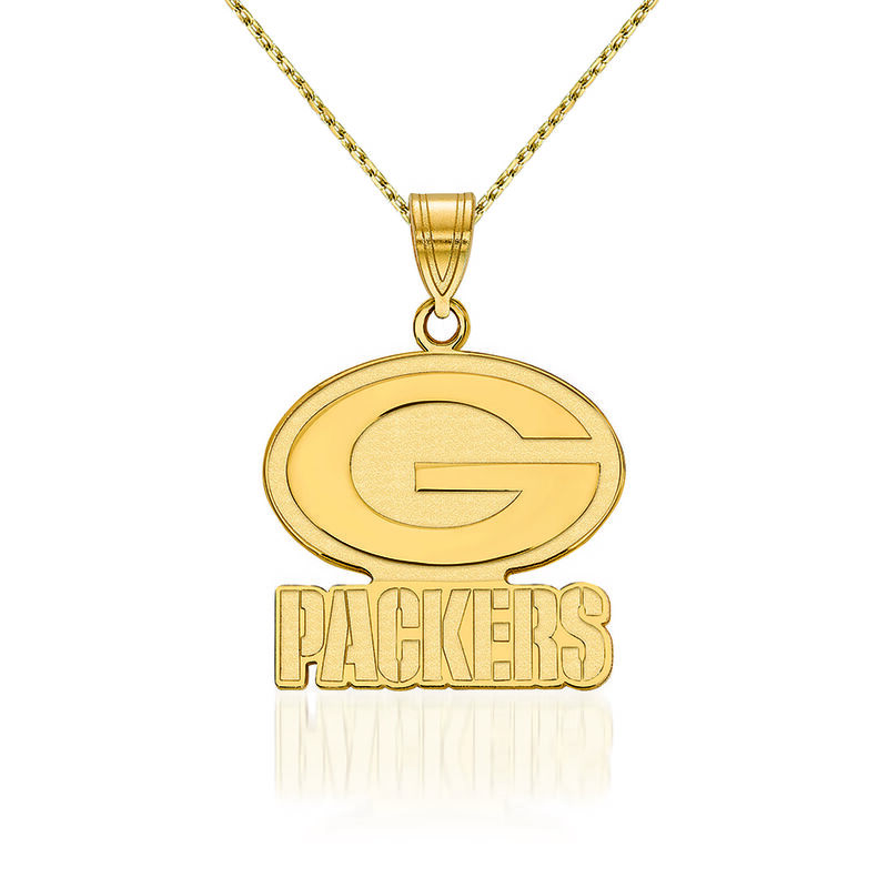 14kt Yellow Gold NFL Green Bay Packers Pendant Necklace. 18&quot; image number 0