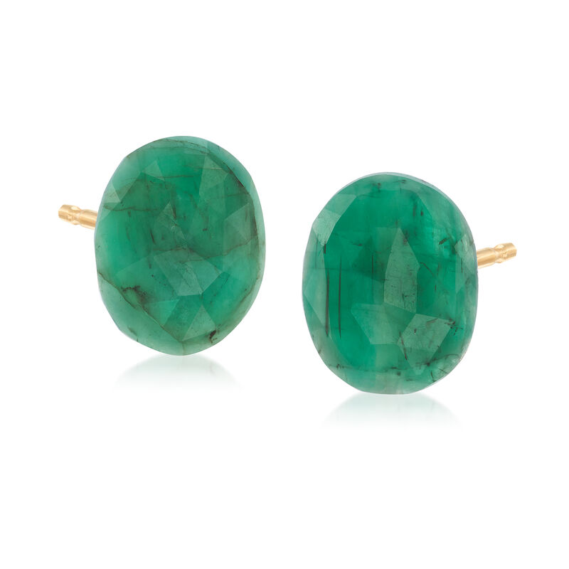 6.00 ct. t.w. Emerald Stud Earrings with 18kt Gold Over Sterling image number 0