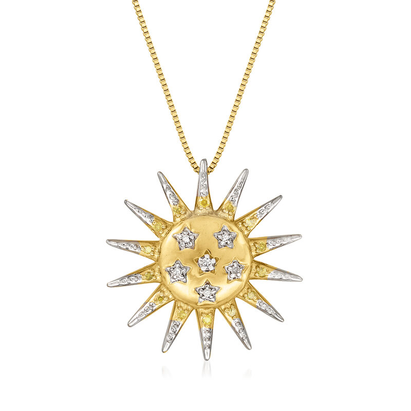 .10 ct. t.w. Diamond Sun Necklace in 18kt Gold Over Sterling image number 0