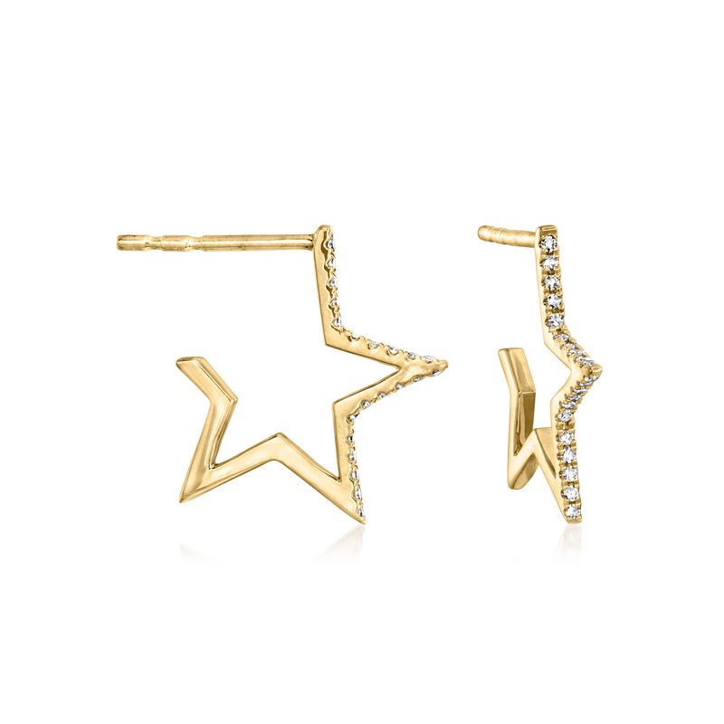 C. 2000 Vintage .10 ct. t.w. Diamond Star Cutout Earrings in 14kt Yellow Gold image number 0