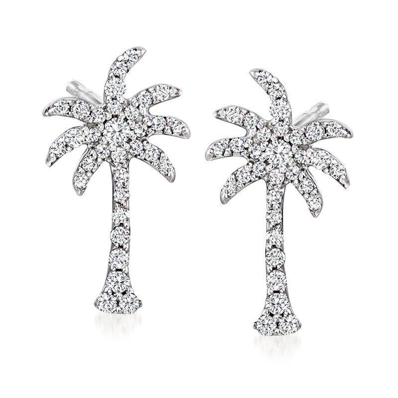 .20 ct. t.w. Diamond Palm Tree Earrings in Sterling Silver  image number 0