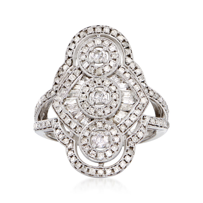 1.00 ct. t.w. Baguette and Round Diamond Multi-Circle Center Ring in 14kt White Gold image number 0