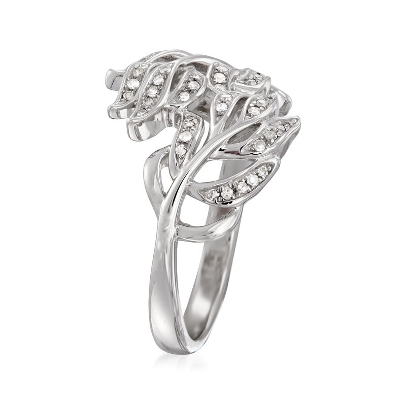 .20 ct. t.w. Diamond Leaf Bypass Ring in Sterling Silver image number 2
