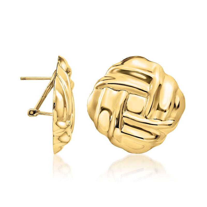 14kt Yellow Gold Basketweave Square Earrings image number 1
