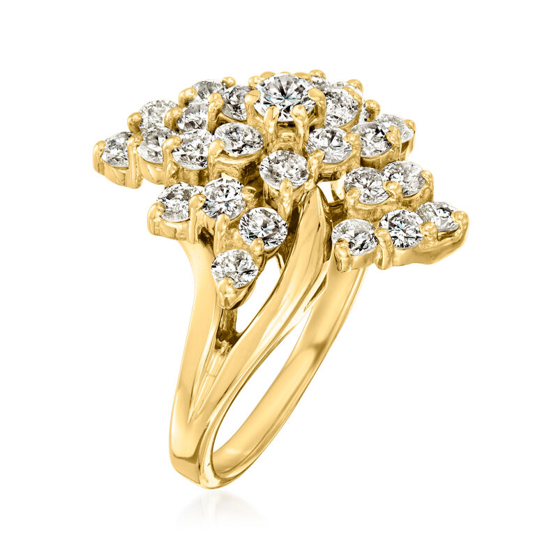 C. 1980 Vintage 2.00 ct. t.w. Diamond Cluster Ring in 14kt Yellow Gold. Size 7.5 image number 2