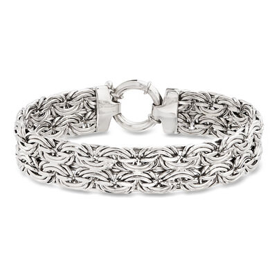 Sterling Silver Wide Byzantine Bracelet