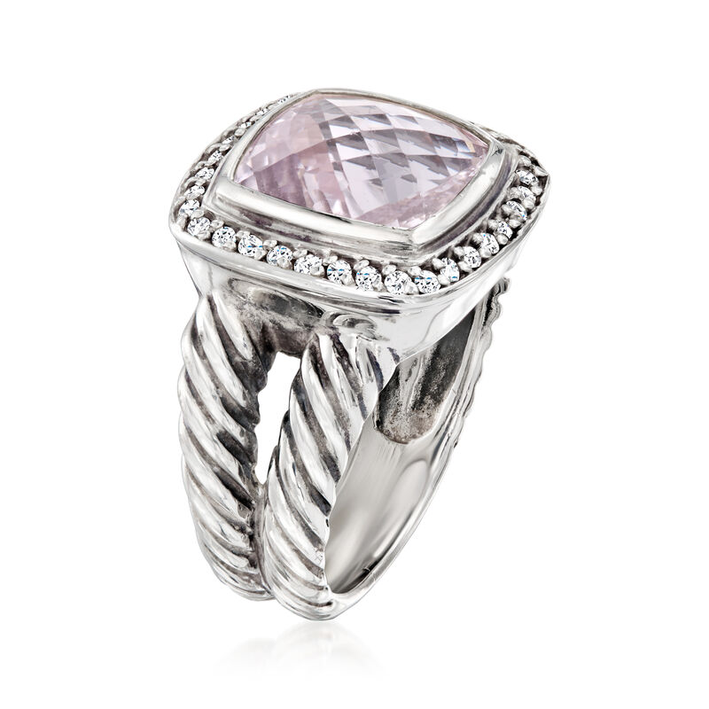 C. 1990 Vintage David Yurman 6.45 Carat Amethyst Ring with .33 ct. t.w. Diamonds in Sterling Silver. Size 6.5 image number 2