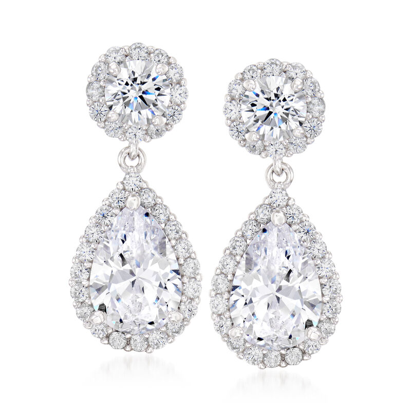 3.90 ct. t.w. Pear-Shaped CZ Drop Earrings in Sterling Silver image number 0