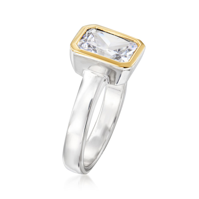 3.00 Carat CZ Ring in Sterling Silver and 14kt Yellow Gold image number 2