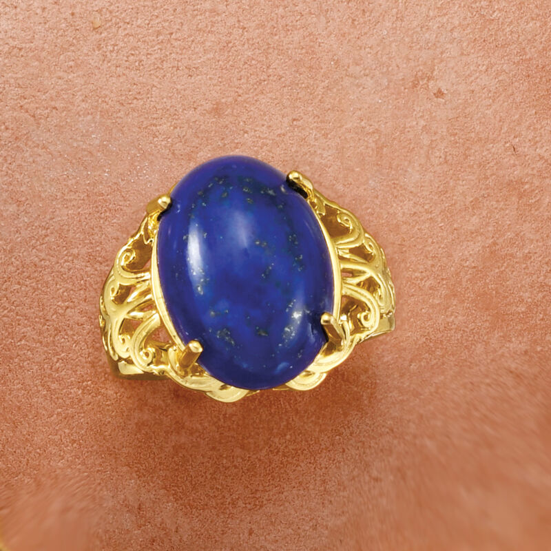 Lapis Open-Space Scrollwork Ring in 18kt Gold Over Sterling image number 4