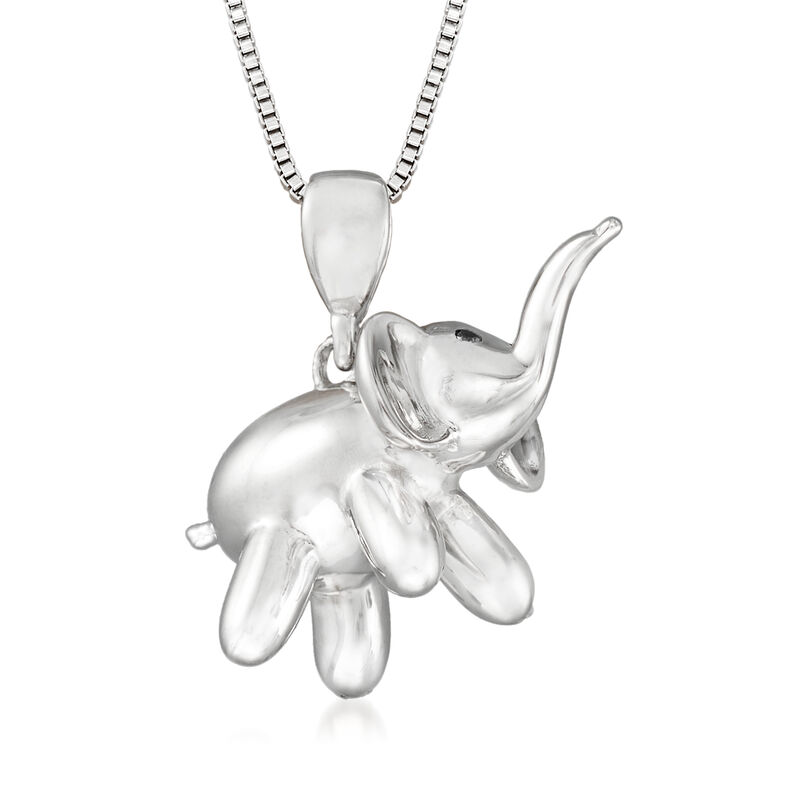 Sterling Silver Balloon Elephant Pendant Necklace. 18&quot; image number 1