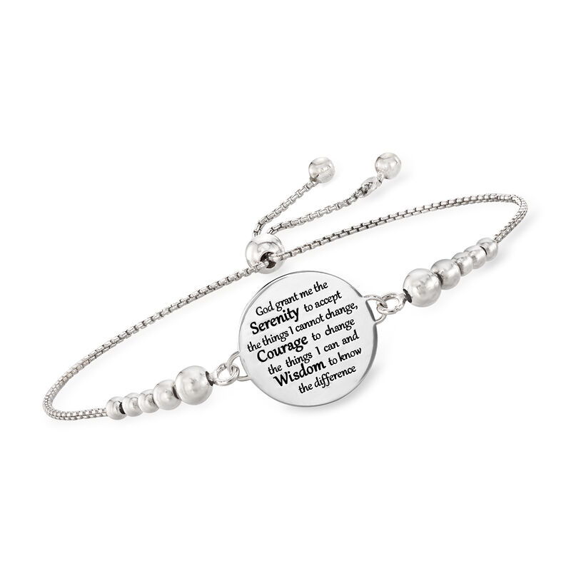 Italian Sterling Silver &quot;Serenity Prayer&quot; Bolo Bracelet image number 0