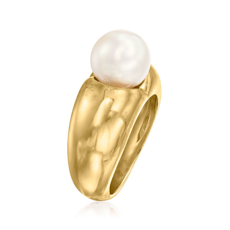 C. 1980 Vintage Cartier 8.5mm Cultured Pearl Ring in 18kt Yellow Gold image number 2