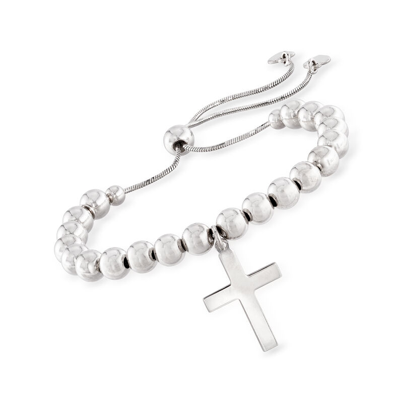 Italian Sterling Silver Cross Bolo Bracelet image number 0