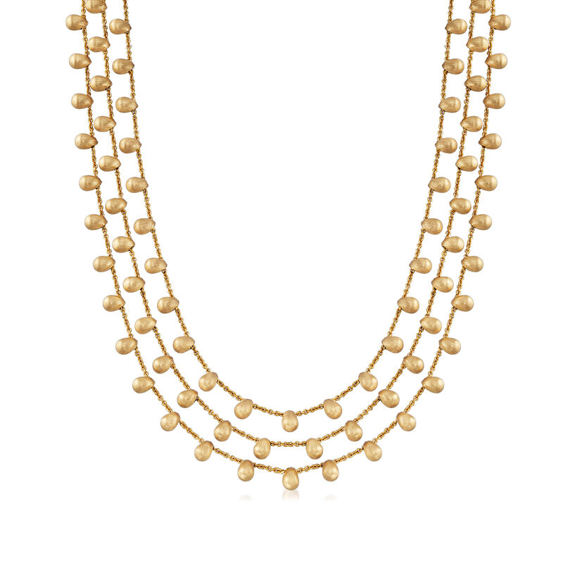 C. 1990 Vintage Marco Bicego 18kt Yellow Gold Three-Row Beaded Necklace image number 0