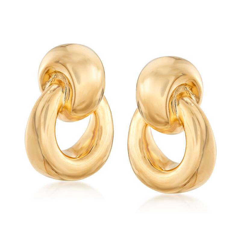 14kt Yellow Gold Doorknocker Drop Earrings image number 2