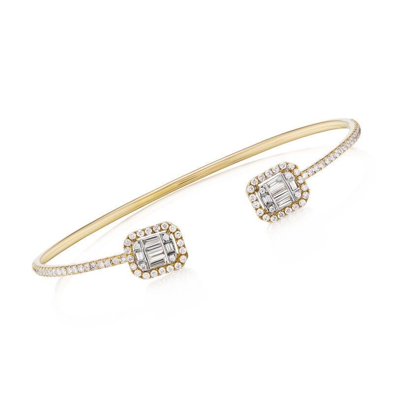 1.03 ct. t.w. Diamond Cluster Cuff Bracelet in 18kt Yellow Gold. 6.5" image number 0