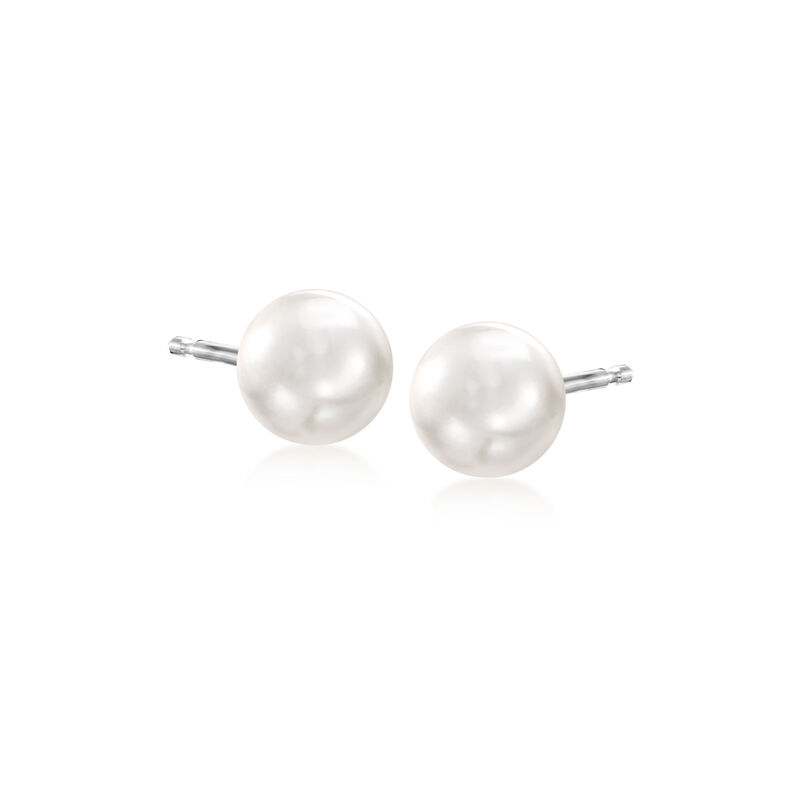 6-7mm Cultured Pearl Stud Earrings in 14kt White Gold image number 0