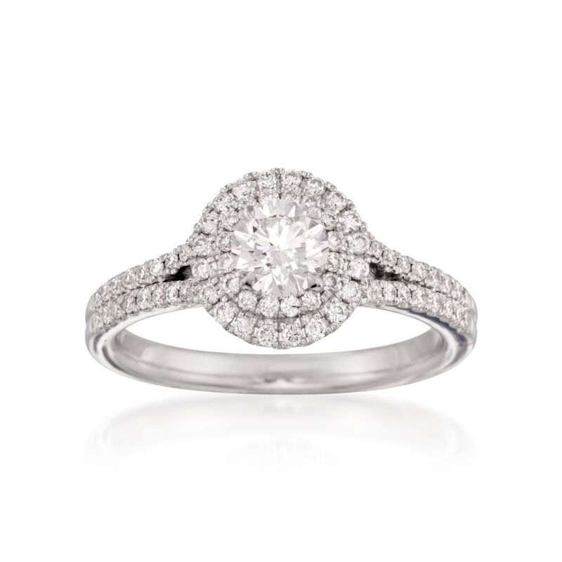 Henri Daussi .90 ct. t.w. Certified Diamond Halo Engagement Ring in 18kt White Gold image number 0