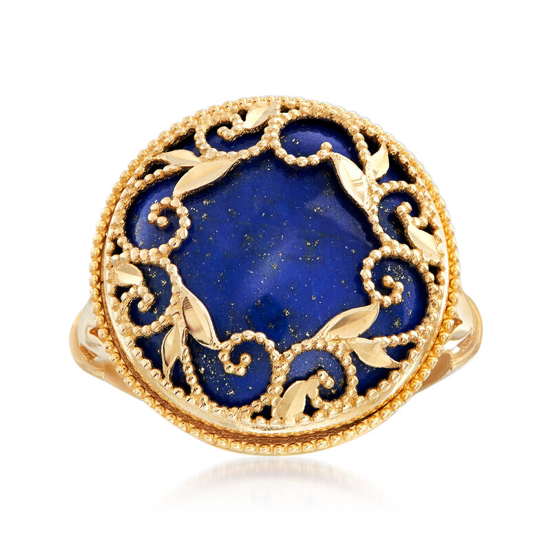 Italian Lapis Filigree Ring in 14kt Yellow Gold image number 0