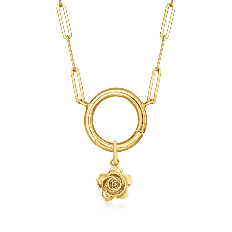 Italian 14kt Yellow Gold Rose Charm image number 2