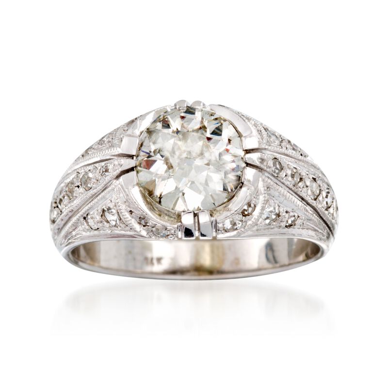 C. 1950 Vintage 1.85 ct. t.w. Diamond Ring in 14kt White Gold image number 0