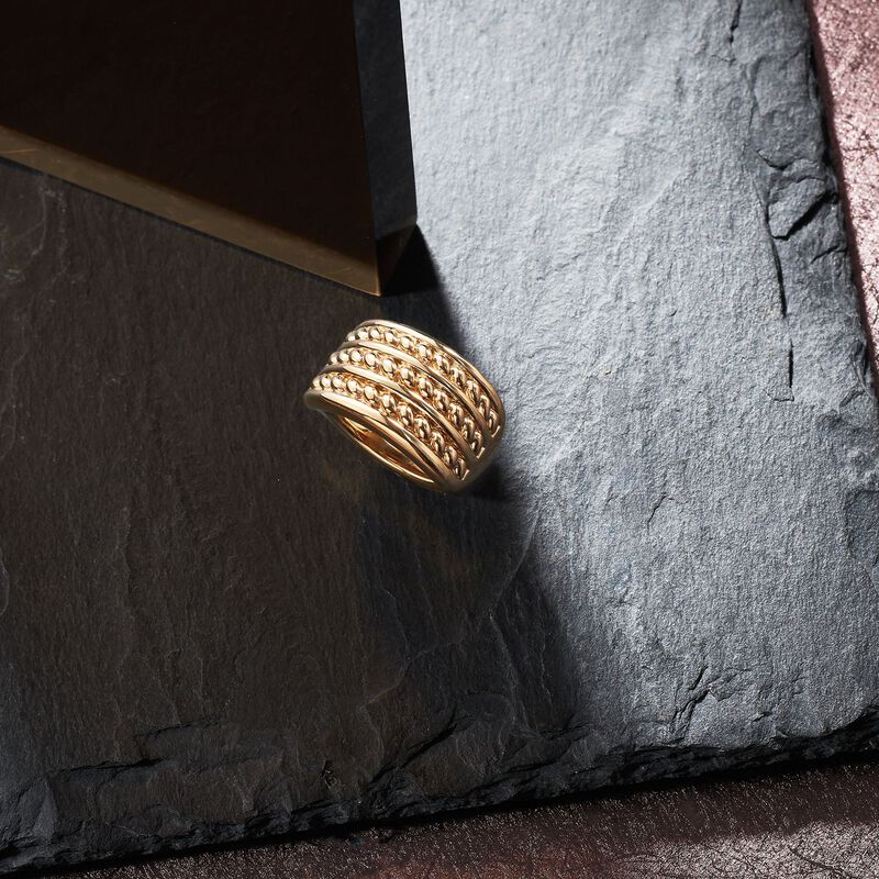 14kt Yellow Gold Roped Three-Row Ring image number 3
