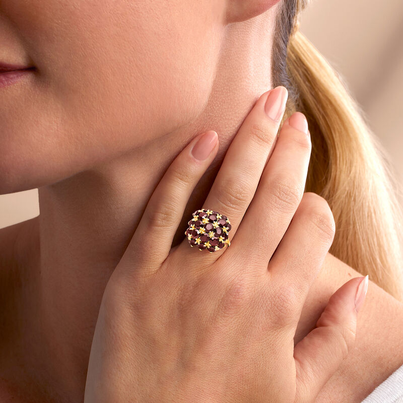 C. 1970 Vintage 6.30 ct. t.w. Garnet Cluster Ring in 18kt Yellow Gold. Size 6 image number 1