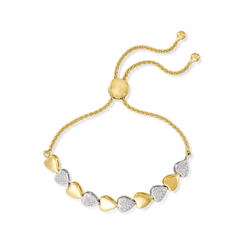 .50 ct. t.w. Diamond Heart Bolo Bracelet in Two-Tone Sterling Silver image number 2